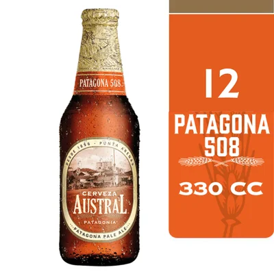 12x Cerveza Austral Patagona 508 Botellín 330cc (V. 15/08/2026)