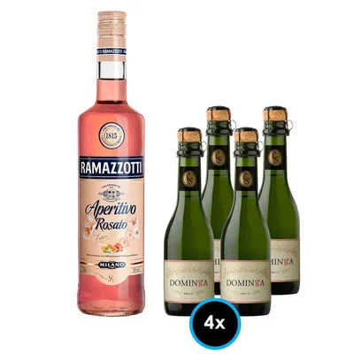 1x Licor Aperitivo Ramazzotti Rosatto 700cc + 4x Espumante Casa Silva Dominga Brut 375cc