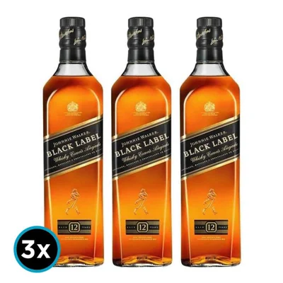 3 Whisky Johnnie Walker Black Label 750cc