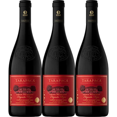 3x Vino Tarapaca Gran Reserva Etiqueta Roja Blend Botella 750cc