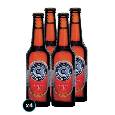 4x Cervezas Cuello Negro Ambar Botella 330cc