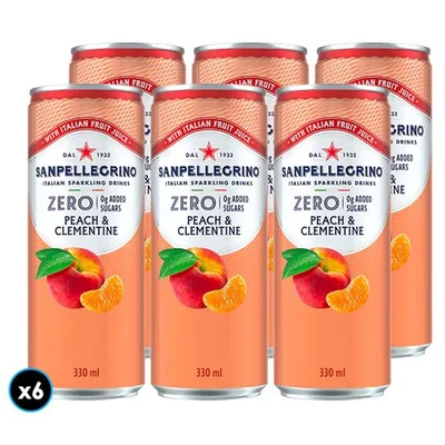 6x Agua San Pellegrino Peach sin Azúcar Lata 330cc