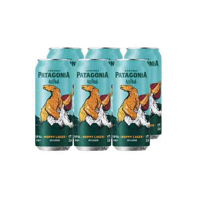 6x Cerveza Austral Patagonia Hoppy Lager Lata 470cc
