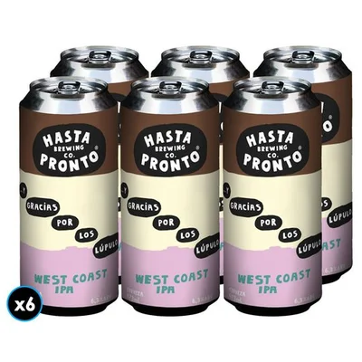 6x Cerveza Hasta Pronto ... Y Gracias Por Los Lúpulos - West Coast IPA 473cc 6.3º alc.