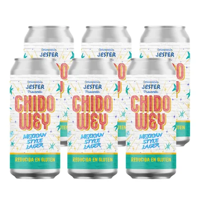 6x Cerveza Jester Chido Wey Mexican Style Lager 5,2˚ - Lata 470cc