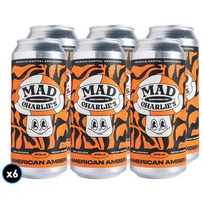 6x Cerveza Mad Charlie's American Amber Ale Lata 473cc