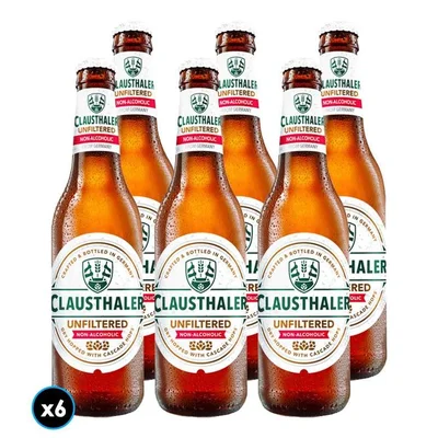 6x Cervezas Clausthaler Sin Alcohol Sin Filtrar en Botella 330cc