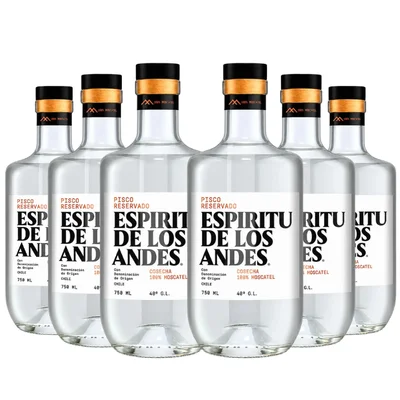 6x Pisco Espíritu de Los Andes Reservado 40˚ - 750ml