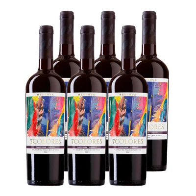 6x Vino 7 Colores Reserva Carmenere - Cinsault 750cc