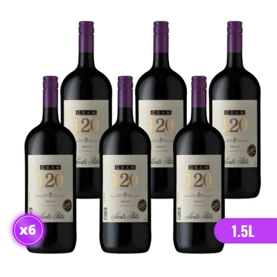 6x Vino Gran 120 Botellón - Merlot - 1.5L