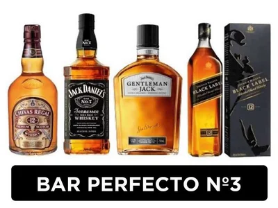 BAR PERFECTO Nº3: Chivas Regal 12 Años + Jack Daniels N7 + Gentleman Jack + Johnnie Walker Black Label