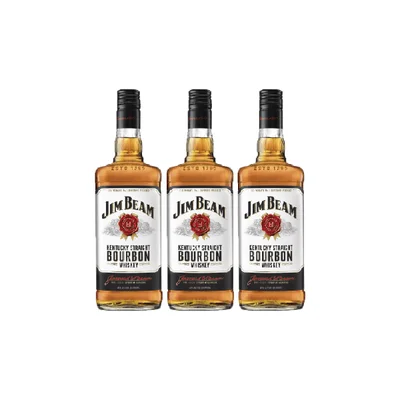 Bourbon Whiskey Jim Beam White Botella 750cc X3