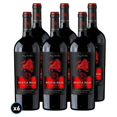 CAJA BESTIA ROJA GR (Cabernet Sauvignon): 6x Vinos Bestia Roja Gran Reserva Cabernet Sauvignon 750cc