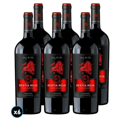 CAJA BESTIA ROJA GR (Carmenere): 6x Vinos Bestia Roja Gran Reserva Carmenere 750cc