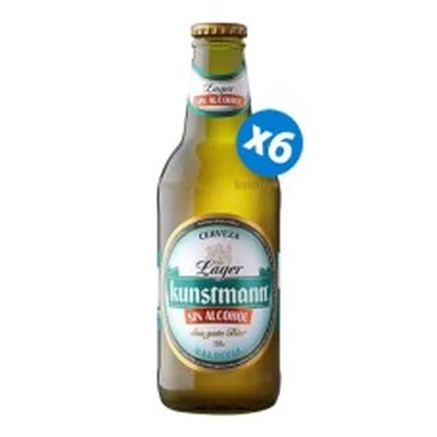 Caja de 6 unidades Cerveza Kunstmann, sin alcohol botella 330 cc ($1.490 c/u)