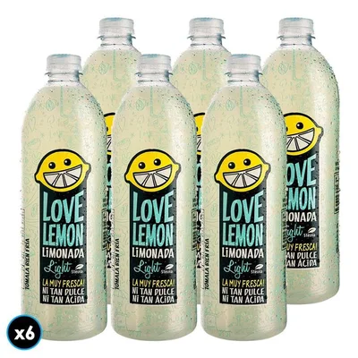 CAJA LIMONADA LOVE LEMON: 6x Jugo Limonada Love Lemon Light 2 Lt.