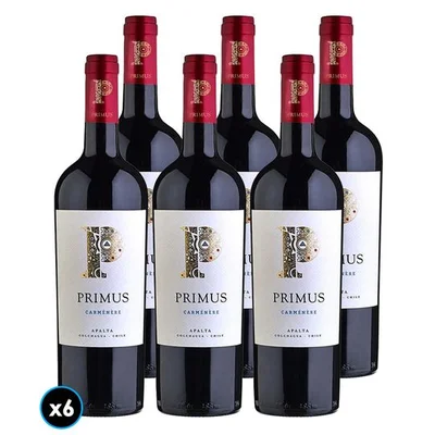 CAJA PRIMUS ORGÁNICO (Carmenere): 6x Vino Primus Carmenere Orgánico 750cc