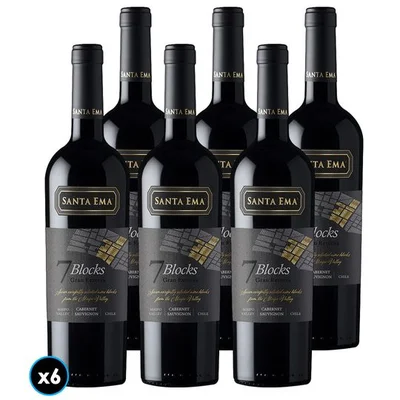 CAJA SANTA EMA 7 BLOCKS GR (Cabernet Sauvignon): 6x Vino Santa Ema 7 Blocks Gran Reserva Cabernet Sauvignon 750cc
