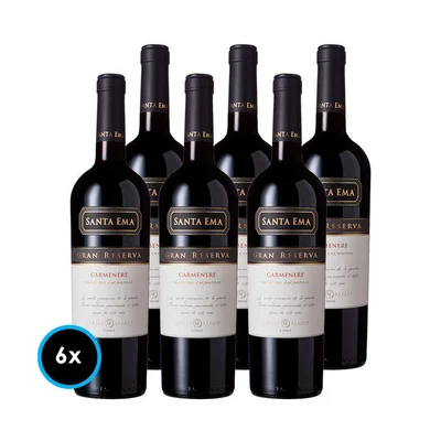CAJA SANTA EMA GR (Carmenere): 6x Vinos Santa Ema Gran Reserva Carmenere 750cc
