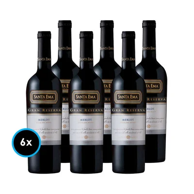 CAJA SANTA EMA GR (Merlot): 6x Vinos Santa Ema Gran Reserva Merlot 750cc