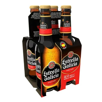Cerveza Estrella Galicia Lager 355cc x4