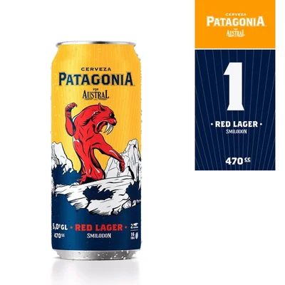 Cerveza Patagonia austral red lager lata 470 cc