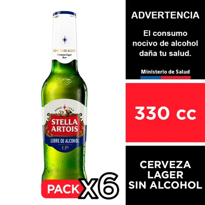Cerveza Stella Artois 0° Sin Alcohol 6 X 330 Cc.