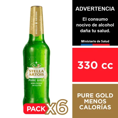 Cerveza Stella Artois Pure Gold 4,3 6 X 330 Cc