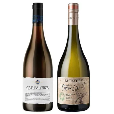 DUO CASA MARIN - MONTES: 1x Vino Casa Marín Cartagena Sauvignon Blanc 750cc + 1x Vino Montes Outer Limits Sauvignon Blanc Andes 750cc