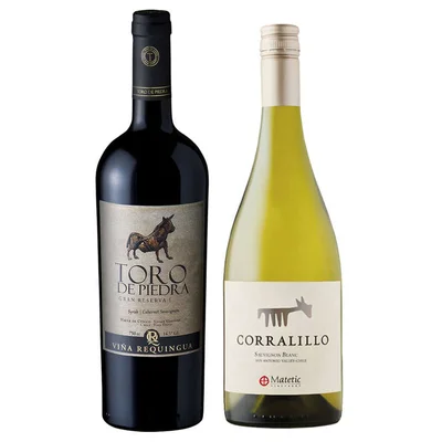 DUO TORO PIEDRA - CORRALILLO: 1x Vino Toro de Piedra Cabernet Sauvignon 750cc + 1x Vino Matetic Corralillo Sauvignon Blanc 750cc