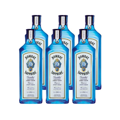 Gin Bombay Sapphire London Dry Gin 40° 750cc x6 ($14.990 c/u)
