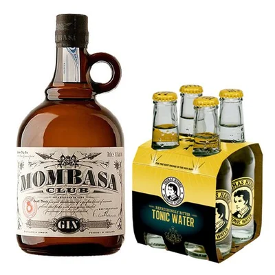 Gin Premium Mombasa Club 700cc 41.5º alc. + 4x Agua Tónica Thomas Henry 200cc