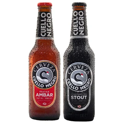 Gran Duo Cuello Negro: 1x Cerveza Cuello Negro Stout Botella 330cc + 1x Cerveza Cuello Negro Ambar Botella 330cc