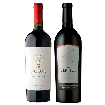 GRAN DUO VINOS PREMIUM ACRUX-VERTICE: 1x Vino Acrux Ensamblaje Super Premium 750cc + 1x Vino Ventisquero Vertice 750cc