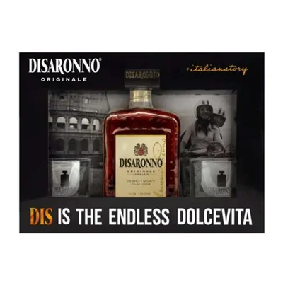 Kit Disaronno + Vaso: 1x Licor Amaretto Disaronno 700cc + 2x Vasos