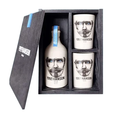 KIT KNUT HANSEN N°1: 1x Knut Hansen Dry Gin 750cc 42º alc. + 2x Vasos Knut Hansen