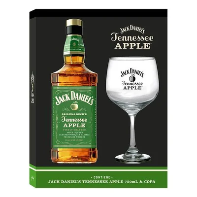 KIT WHISKEY JACK DANIELS APPLE 750CC: Whiskey Jack Daniels Apple 750cc + 1 Copa Vidrio.