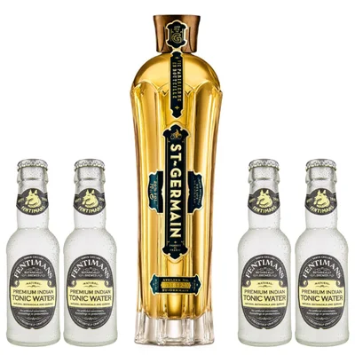 Licor de Sauco St. Germain 750cc + 4x Fentimans Premium Tonic Water 200cc