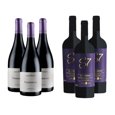Pack 3 Vino Presumido Carmenere + 3 Casa Silva S7 Carmenere 750cc
