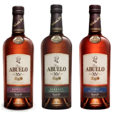 Pack 3x Ron Abuelo Añejo 15 Años Finish Collection - Tawny + Napoleón + Oloroso - 750ml