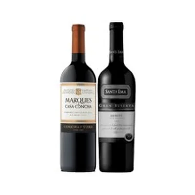 Pack 6 botellas Marques Casa Concha Cabernet Sauvignon + 6 Santa Ema Gran Reserva Merlot ($7.990 c/u)