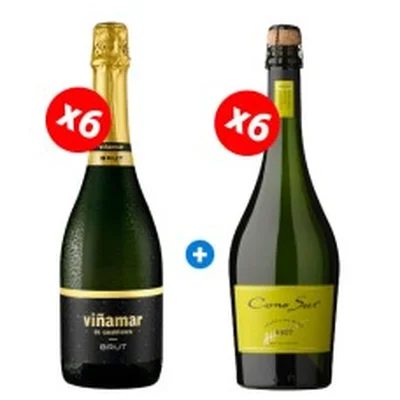 Pack 6 Espumantes Viña Mar Brut 750cc + 6 Espumantes Cono Sur Brut 750cc ($3.990 c/u)
