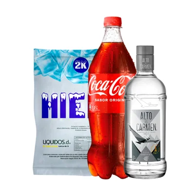 Pack Alto Del Carmen Transparente 750cc+ Coca Cola 1.5 Lt+ Hielo 2 Kg