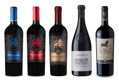 PACK BESTIA TORO TARAPACA: Vino Bestia Negra Cabernet Sauvignon 750cc + Vino Bestia Roja Gran Reserva Cabernet Sauvignon 750cc + Vino Bestia Azul Cabernet Sauvignon 750cc + Vino Tarapacá Gran Reserva Cabernet Sauvignon 750cc + Vino Toro de Piedra Cabernet