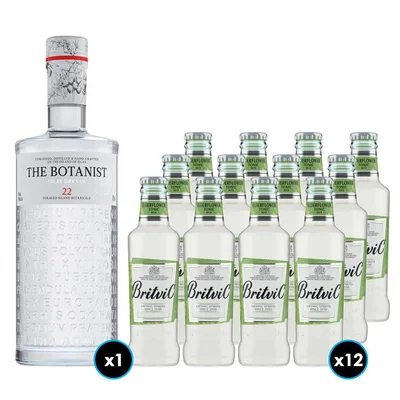 PACK BOTANIST + BRITVIC ELDERFLOWER: 1x Gin The Botanist (31 BOTANICOS - 22 ENDEMICOS DE ISLAY) 700cc 46º alc. + 12x Britvic Agua Tónica Elderflower 200cc