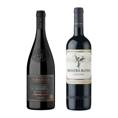 Pack Carmenere: Tarapaca Etiqueta Negra + Montes Alpha 750cc