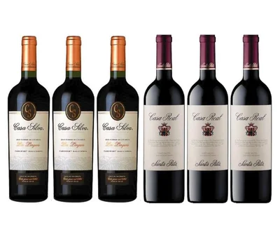 PACK CASAS (Cabernet): 3x Vino Casa Real Cabernet Sauvignon 750cc + 3x Vino Casa Silva Gran Terroir Cabernet Sauvignon 750cc