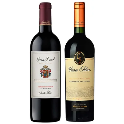 PACK DUO CASAS: Vino Casa Real Cabernet Sauvignon 750cc + Vino Casa Silva Gran Terroir Cabernet Sauvignon 750cc
