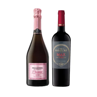 Pack Espumante Riccadonna Prosecco Rosé 750cc + Vino Errázuriz Max Viii 750cc