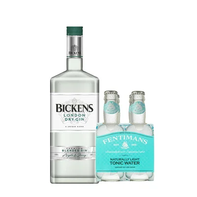 Pack Gin Bickens 700cc + 4x Agua Tónica Fentimans Light Tonic Water 200cc